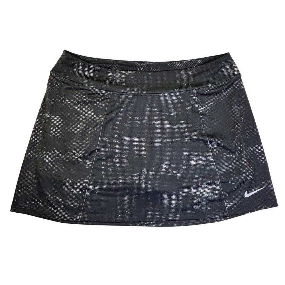 Nike Golf Dri-FIT Skort Womens Large Black Silver Metallic Foil Dot Camo Skirt